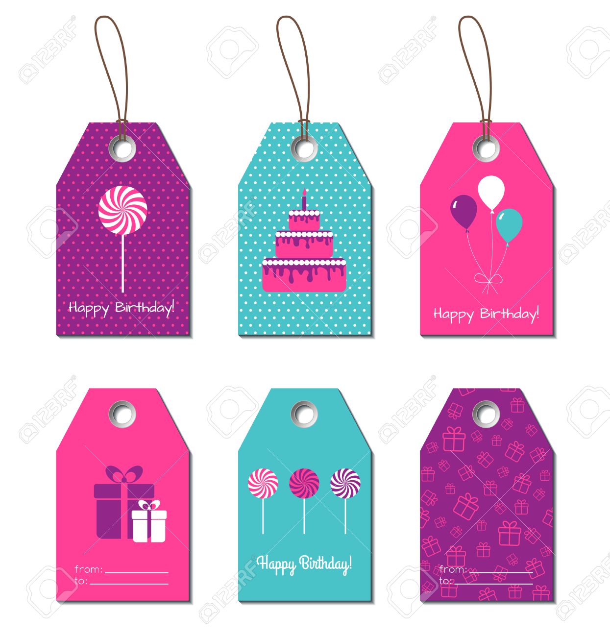 happy birthday gift tags vector gift cards labels for birthday