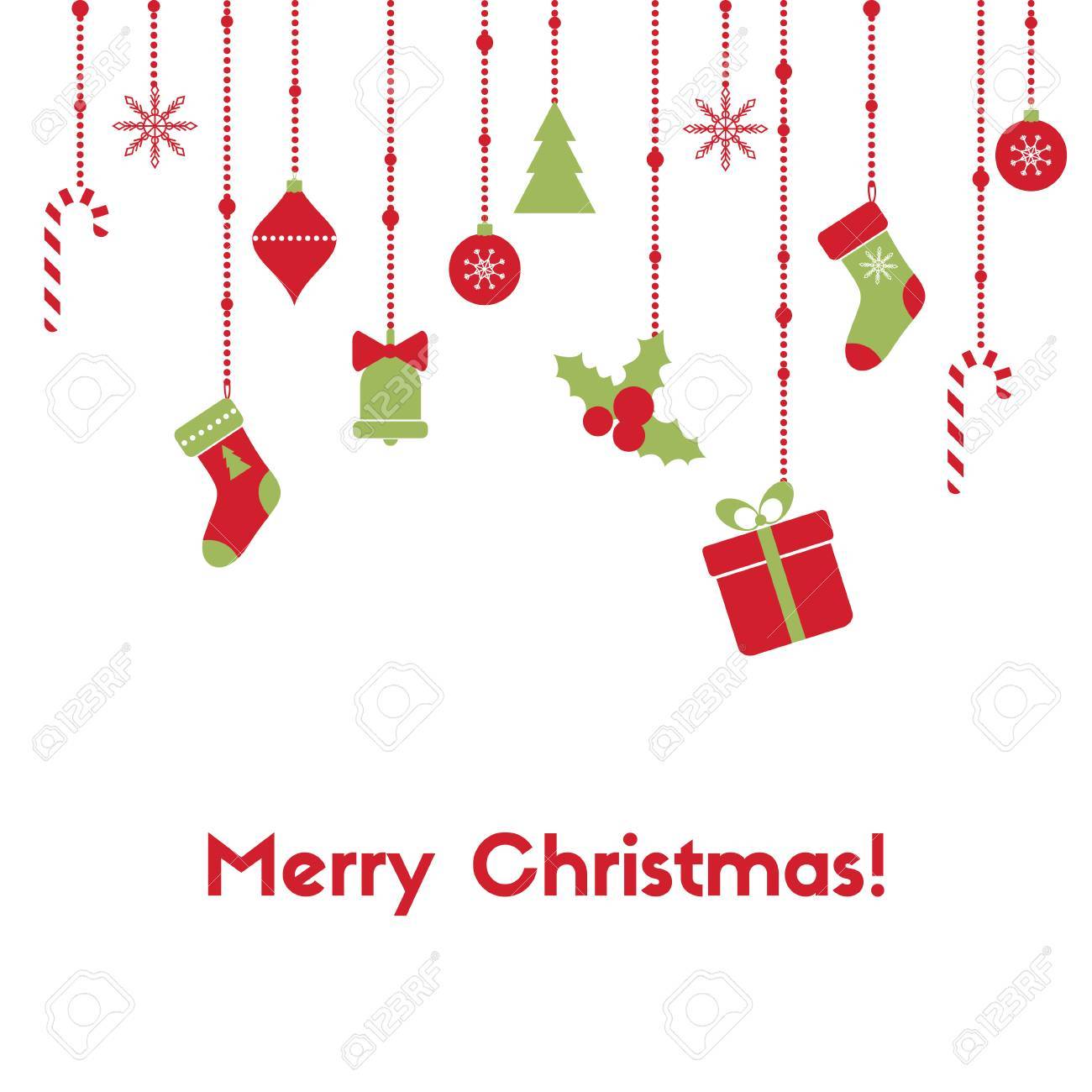 merry christmas vector greeting card with hanging garlands christmas vector