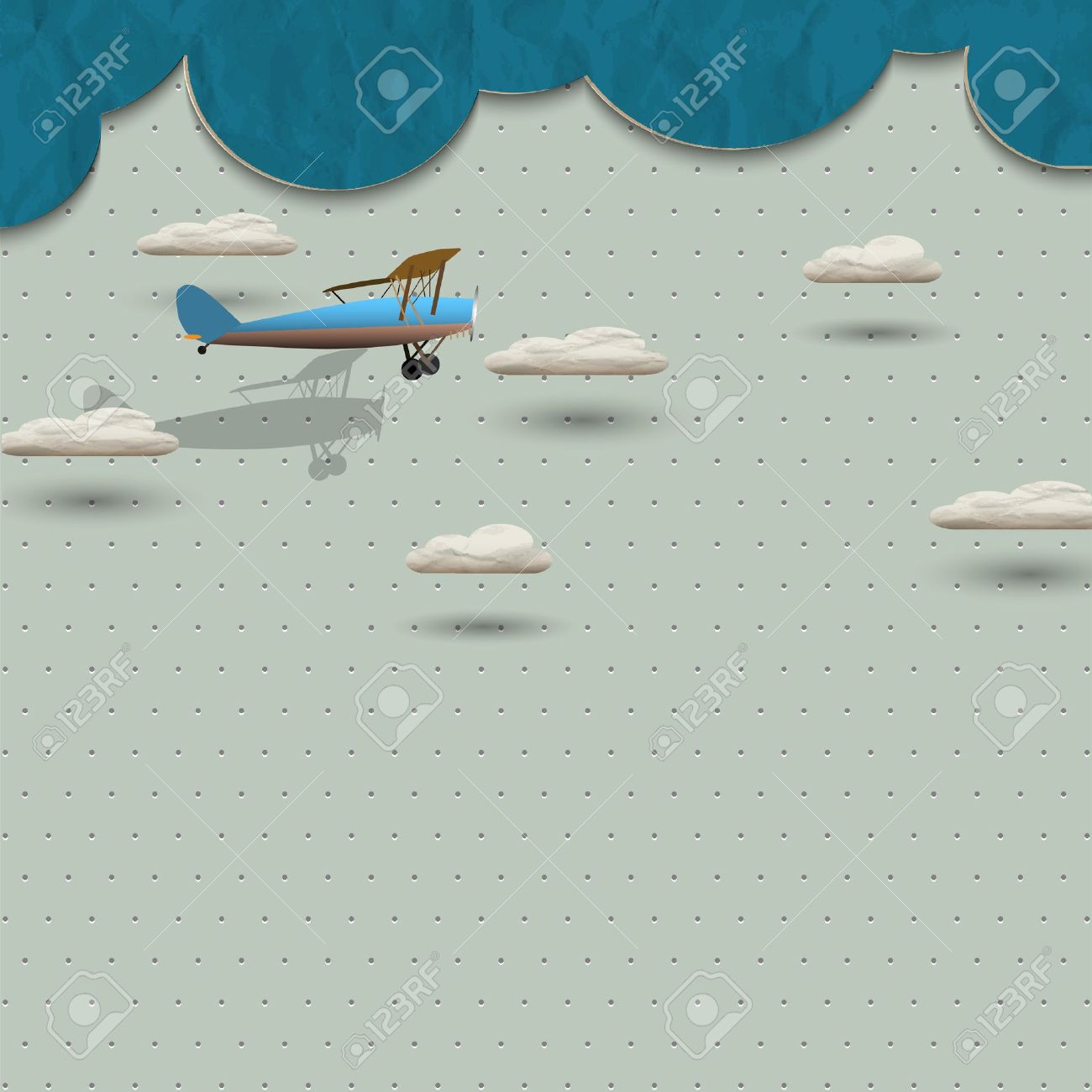 Airplane and clouds from paper. Vector paper-art - 18416660 Airplane and clouds from paper. Vector paper-art - 18416660