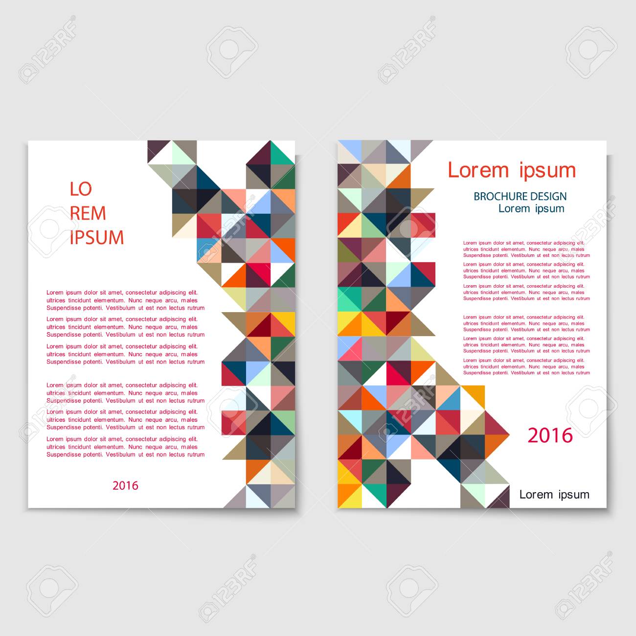 modern brochure cover template with colorful mosaic geometric