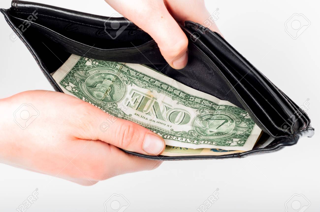 Holding In Hands Open Wallet With Money In It Stock Photo, Picture and  Royalty Free Image. Image 70528358.