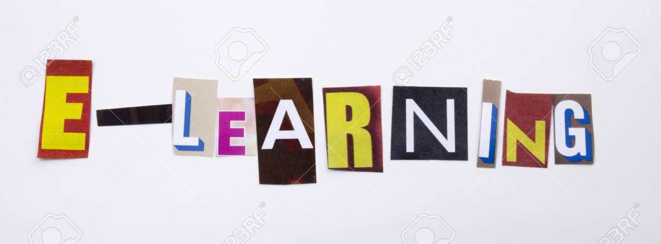 A Word Writing Text Showing Concept Of E Learning Made Of Different Magazine Newspaper Letter For Business Case On The White Background With Space Stock Photo Picture And Royalty Free Image Image