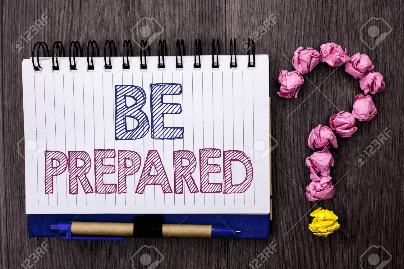 Handwriting Text Be Prepared Concept Meaning Preparedness Challenge Opportunity Prepare Plan Management Written Notebook Book The Wooden Background Pen And Question Mark Next To It Stock Photo Picture And Royalty Free Image