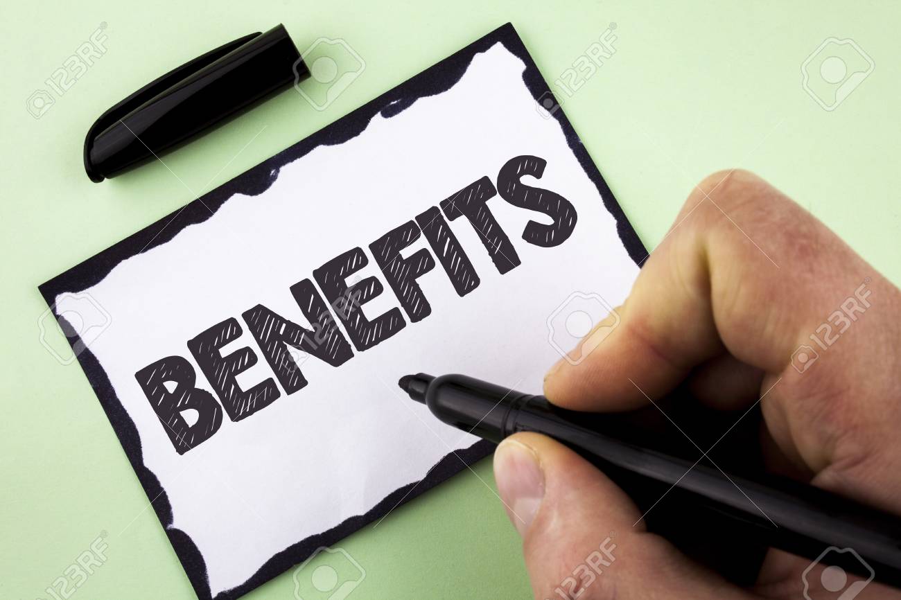 Handwriting Text Benefits. Concept Meaning Hike In Allowance.. Stock Photo, Picture And Royalty Free Image. Image 99822343.