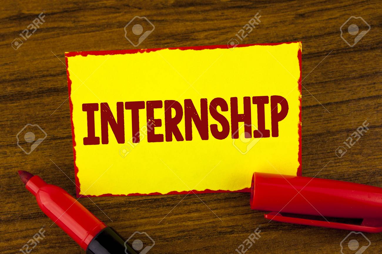 handwriting text internship concept meaning student or trainee paper works meaning
