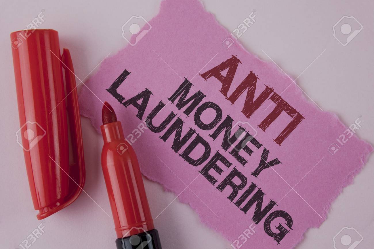 handwriting text anti monay laundring concept meaning entering