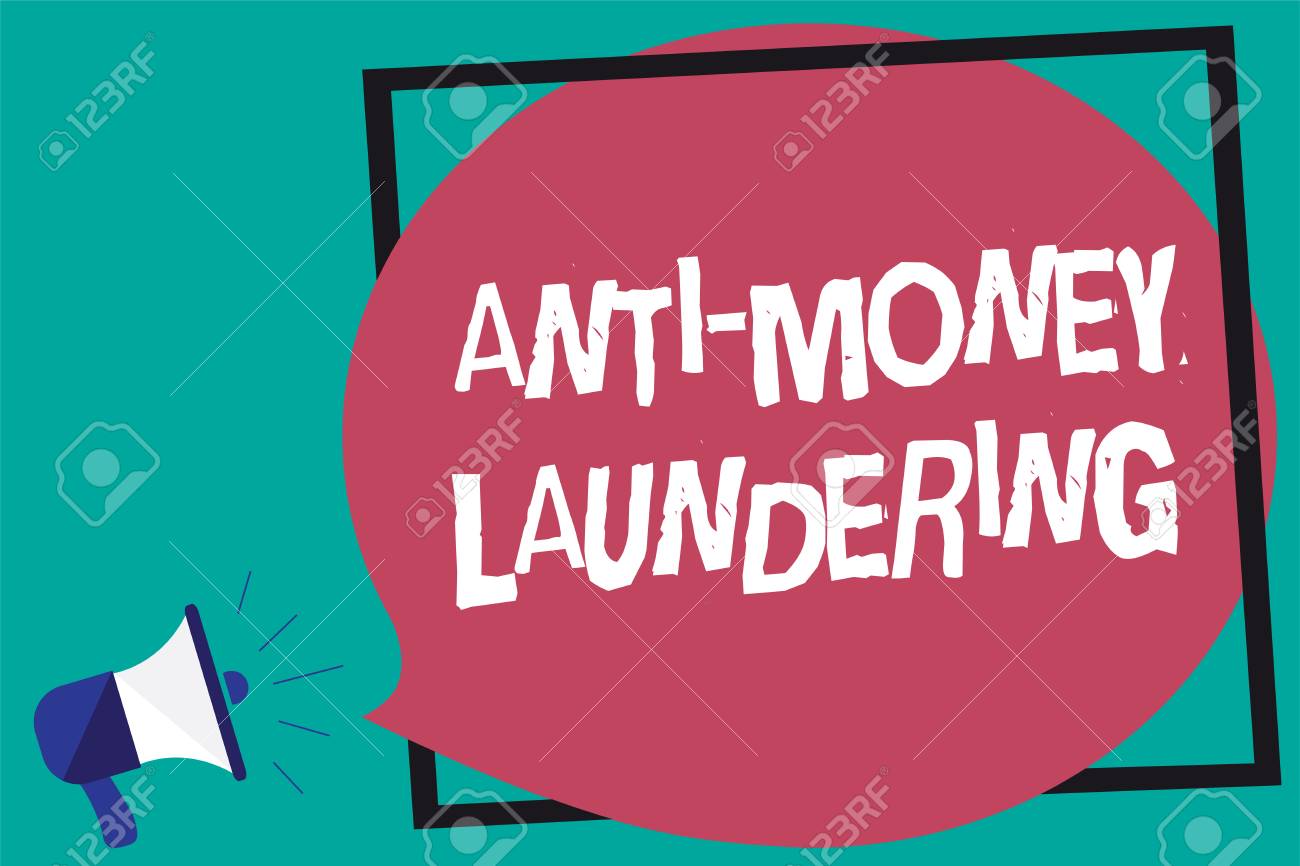 handwriting text anti money laundering concept meaning stop stock