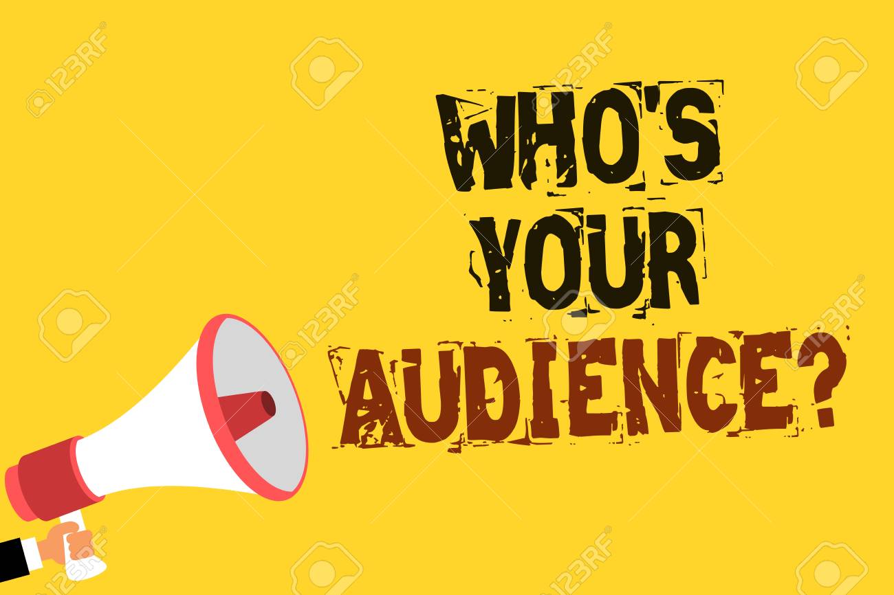 Handwriting Text Writing Who S Is Your Audience Question Concept Meaning Asking Someone About Listeners Category Coaching Multiline Text Notice Board Recall Reassure Public Message Yellow Surface Stock Photo Picture And Royalty