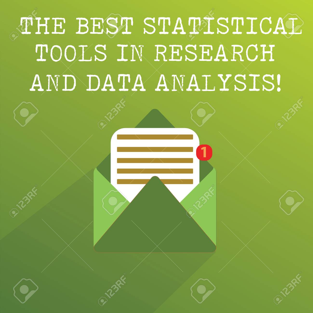 Handwriting Text The Best Statistical Tools In Research And Data Analysis Concept Meaning High Quality App Open Message Envelope With One Empty Sheet Of Lined Paper Coming Out Stock Photo Picture And