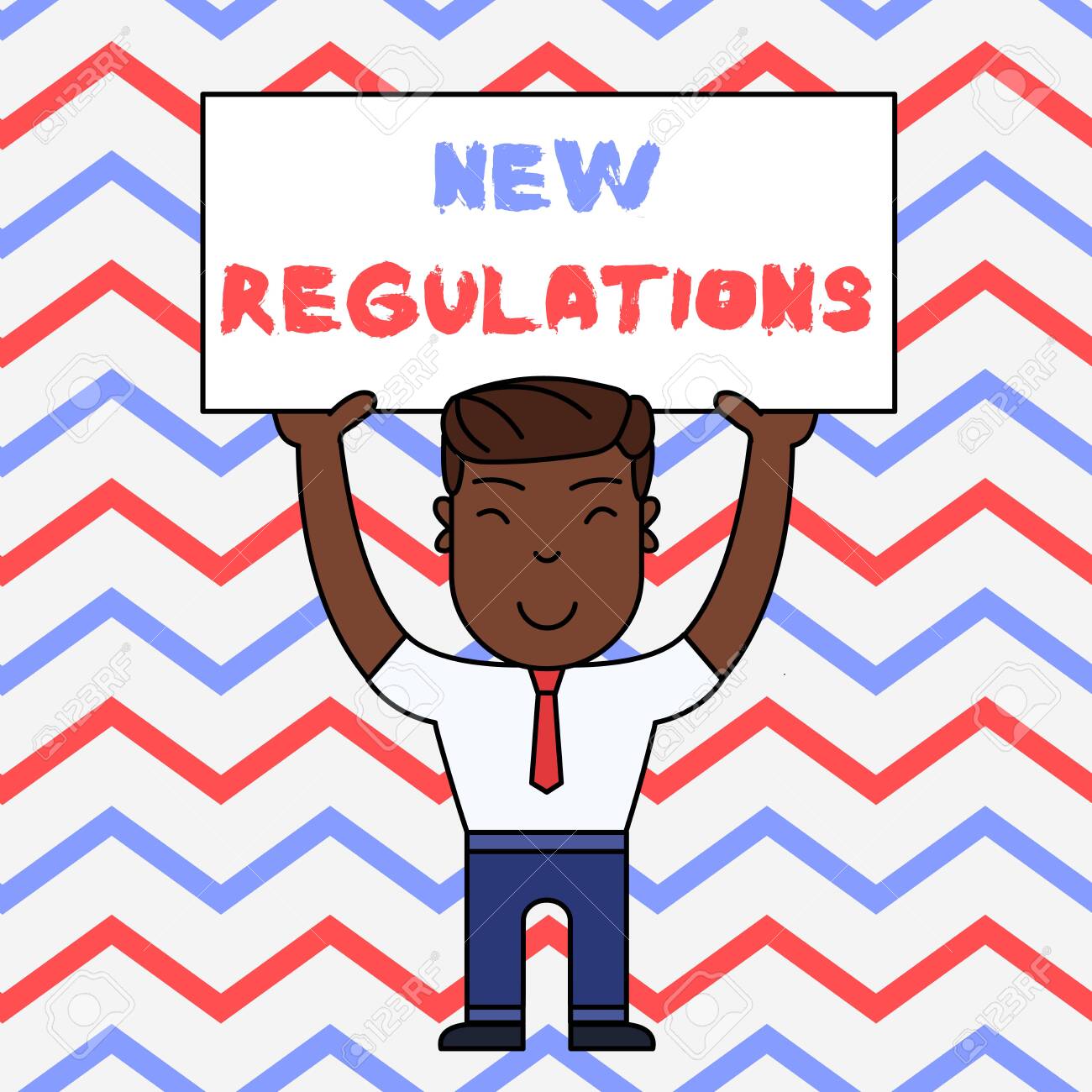 Text sign showing New Regulations. Business photo text Regulation controlling the activity usually used by rules. Smiling Man Standing Holding Big Empty Placard Overhead with Both Hands - 124929313 Text sign showing New Regulations. Business photo text Regulation controlling the activity usually used by rules. Smiling Man Standing Holding Big Empty Placard Overhead with Both Hands - 124929313