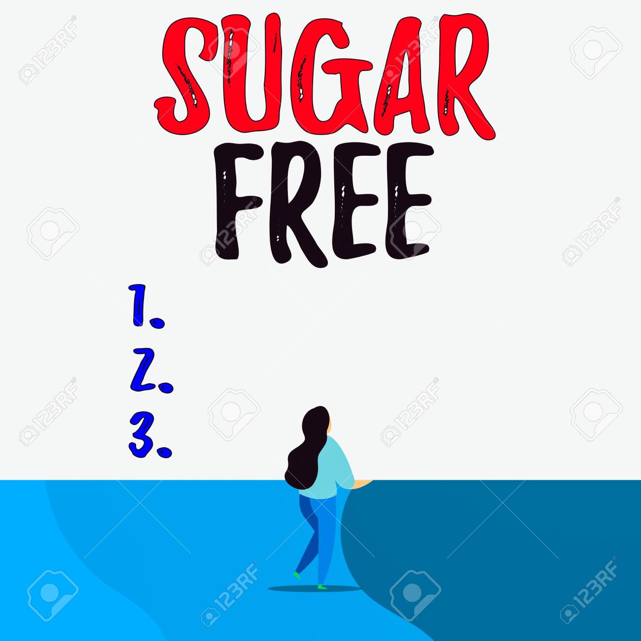 Conceptual Hand Writing Showing Sugar Free Concept Meaning Containing An Artificial Sweetening Substance Instead Of Sugar Back View Young Long Hair Woman Holding Blank Square Announcement Stock Photo Picture And Royalty Free