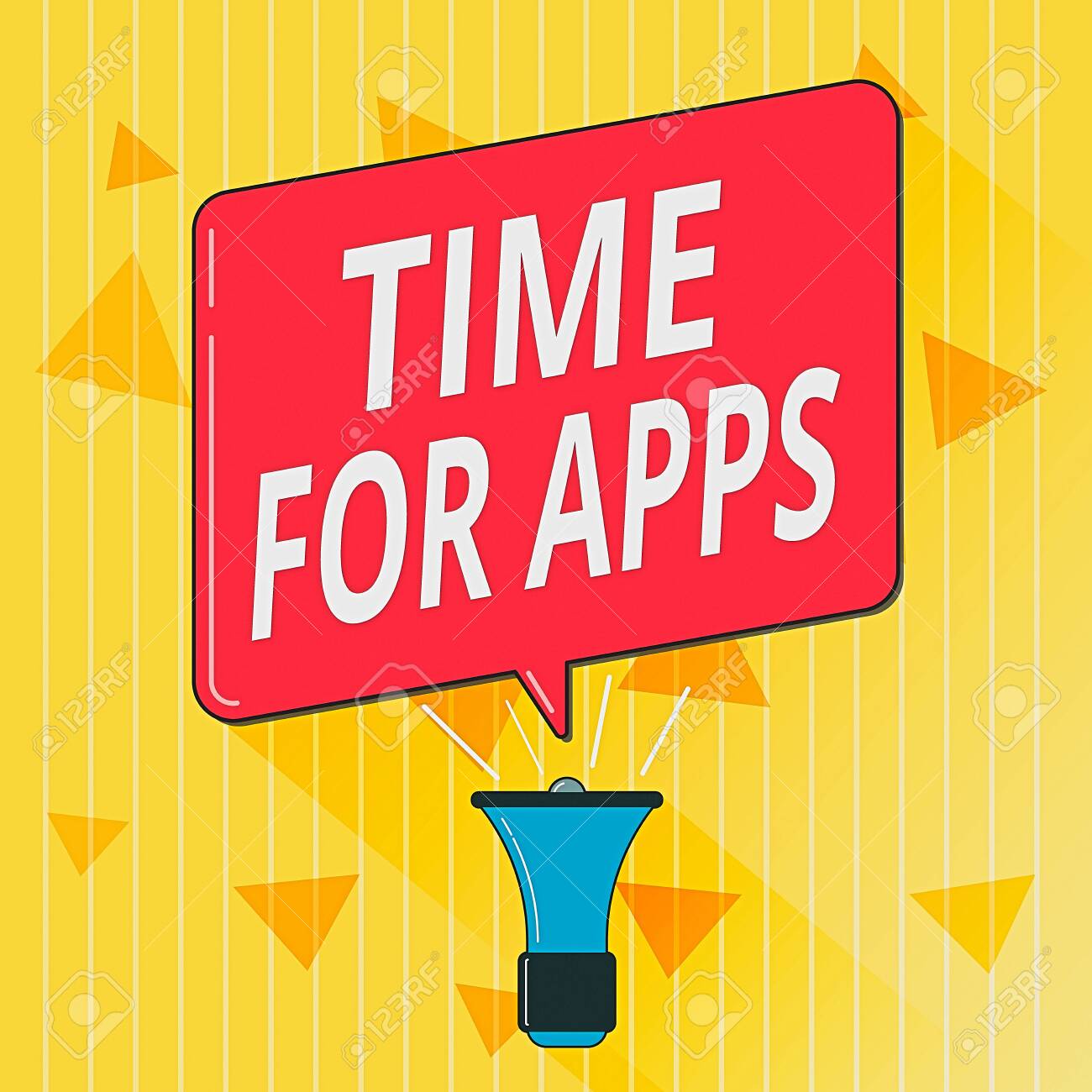 Handwriting text Time For Apps. Conceptual photo make use of application or services using the technologies Megaphone Make Voice Louder Handheld Amplifier and Blank Speech Bubble - 145700754 Handwriting text Time For Apps. Conceptual photo make use of application or services using the technologies Megaphone Make Voice Louder Handheld Amplifier and Blank Speech Bubble - 145700754