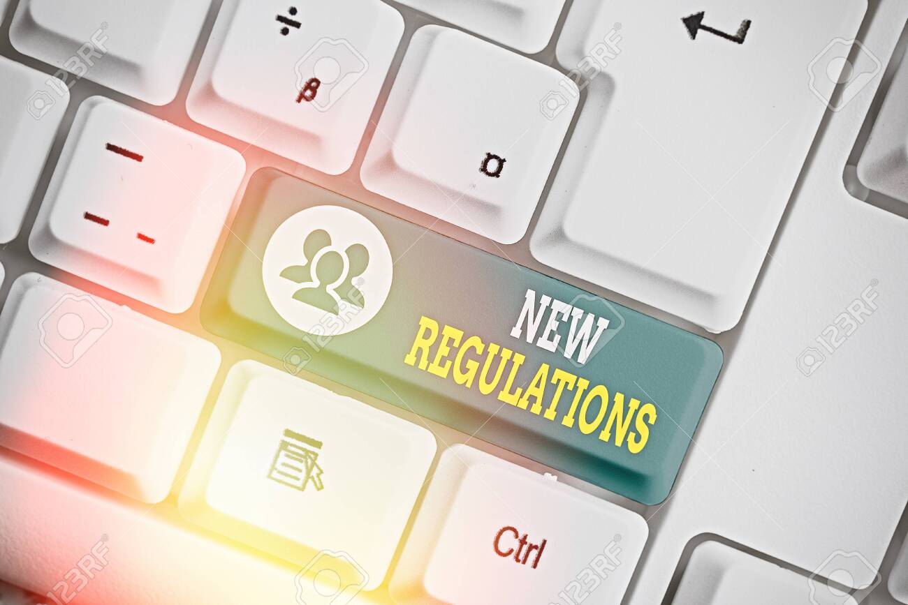 Handwriting text writing New Regulations. Conceptual photo Regulation controlling the activity usually used by rules. - 146837952 Handwriting text writing New Regulations. Conceptual photo Regulation controlling the activity usually used by rules. - 146837952