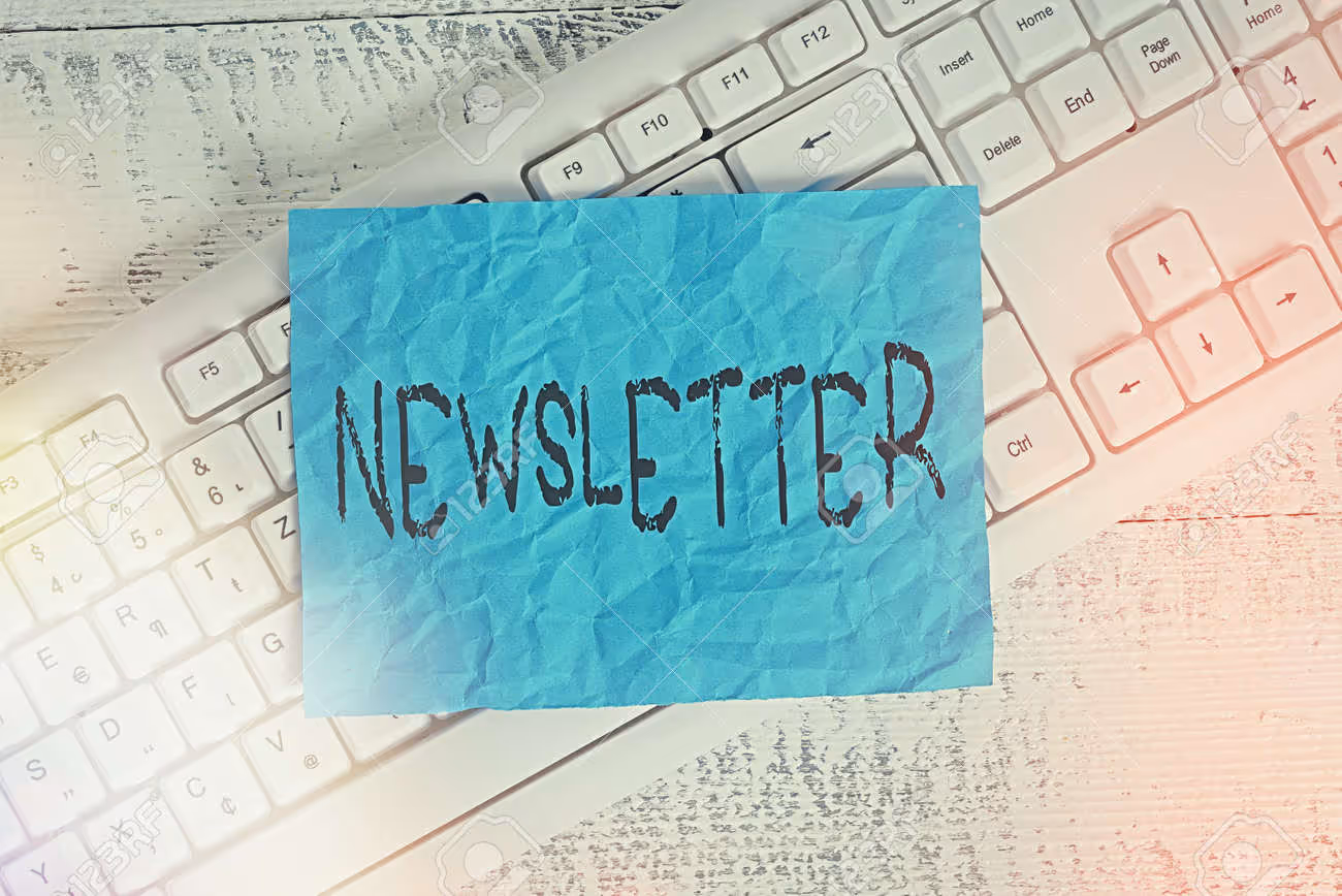 Text sign showing Newsletter. Business photo text the bulletin was given to members of a company regularly White keyboard office supplies empty rectangle shaped paper reminder wood - 150242110 Text sign showing Newsletter. Business photo text the bulletin was given to members of a company regularly White keyboard office supplies empty rectangle shaped paper reminder wood - 150242110