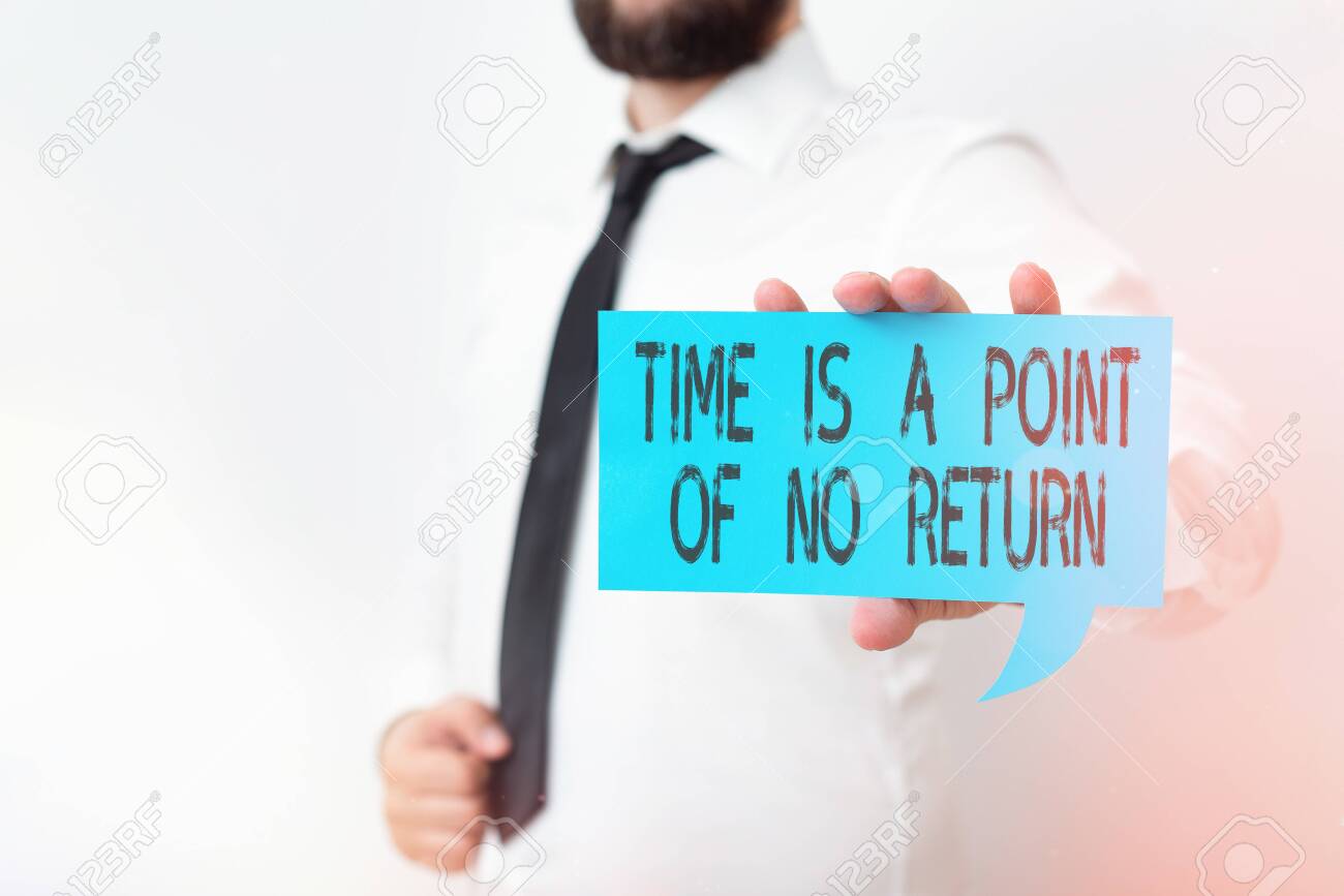 Conceptual Hand Writing Showing Time Is A Point Of No Return Concept Meaning Turning Back Or Reversal Is Not Possible Displaying Different Color Notes For Emphasizing Content Stock Photo Picture And Royalty