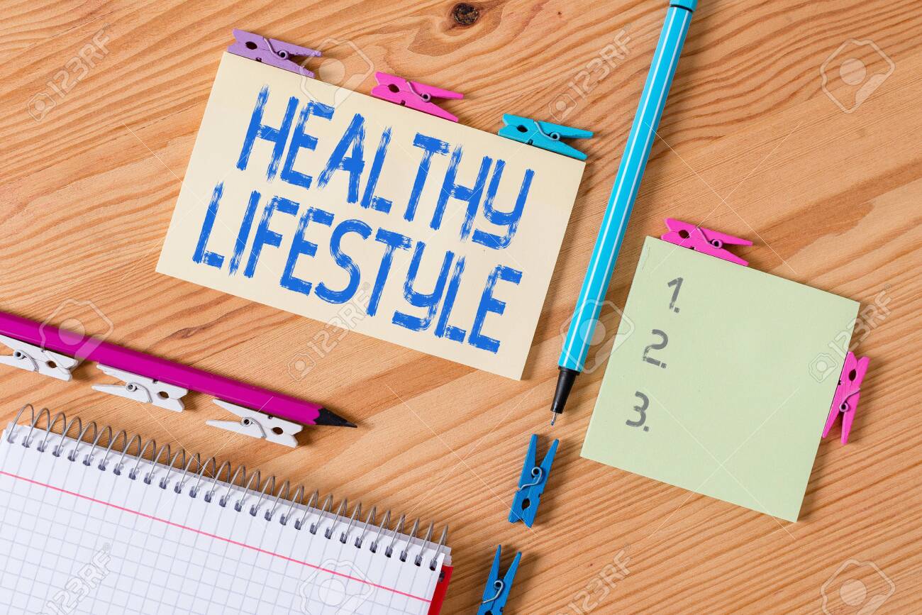 Conceptual Hand Writing Showing Healthy Lifestyle Concept Meaning Stock Photo Picture And Royalty Free Image Image