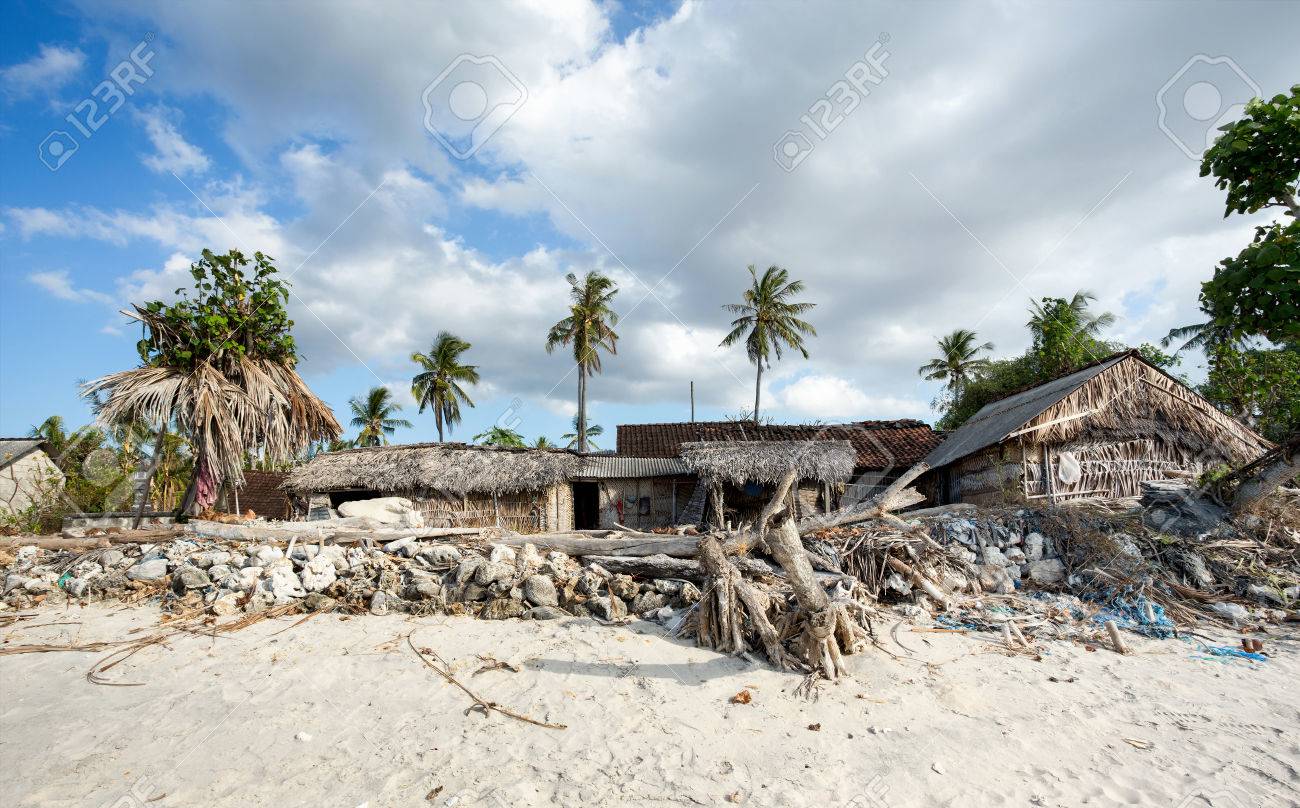 Traditional Indonesian Poor House Shack On Beach Nusa Penida