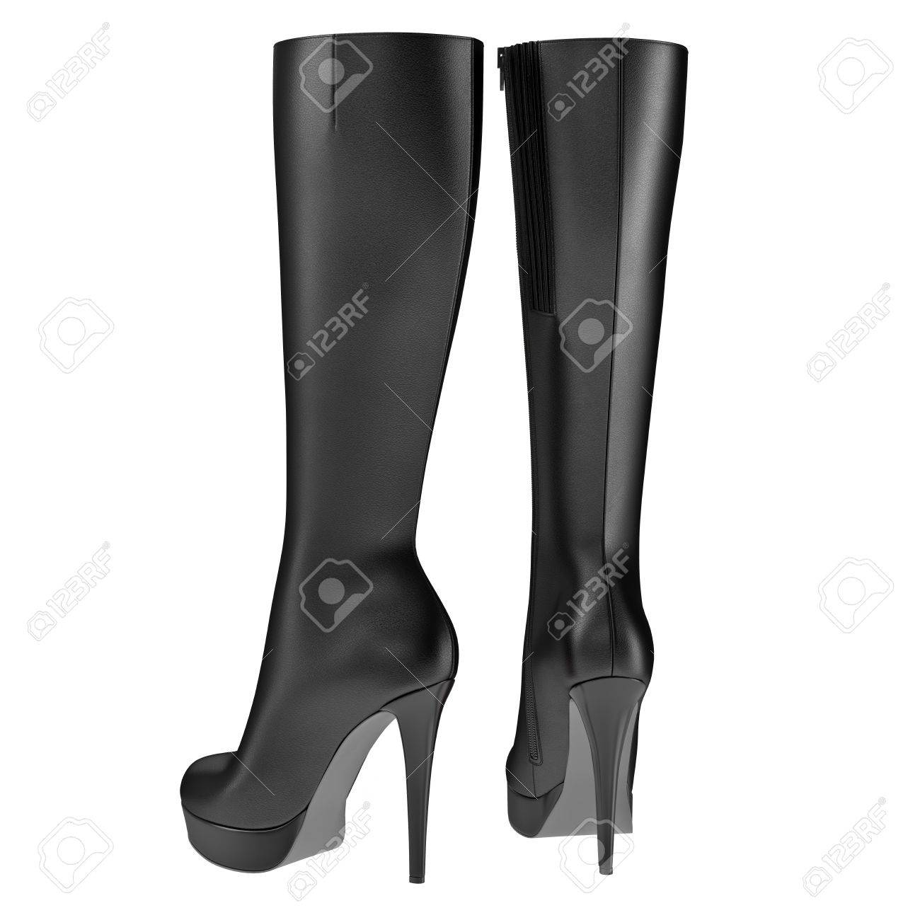 Tacón Botas Negro Las MujeresGráfico Alto Cuero 3d De Altas K1JcTu35lF