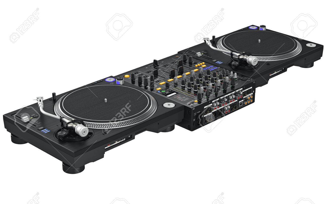 dj set table mixing digital turntable to view control on rear