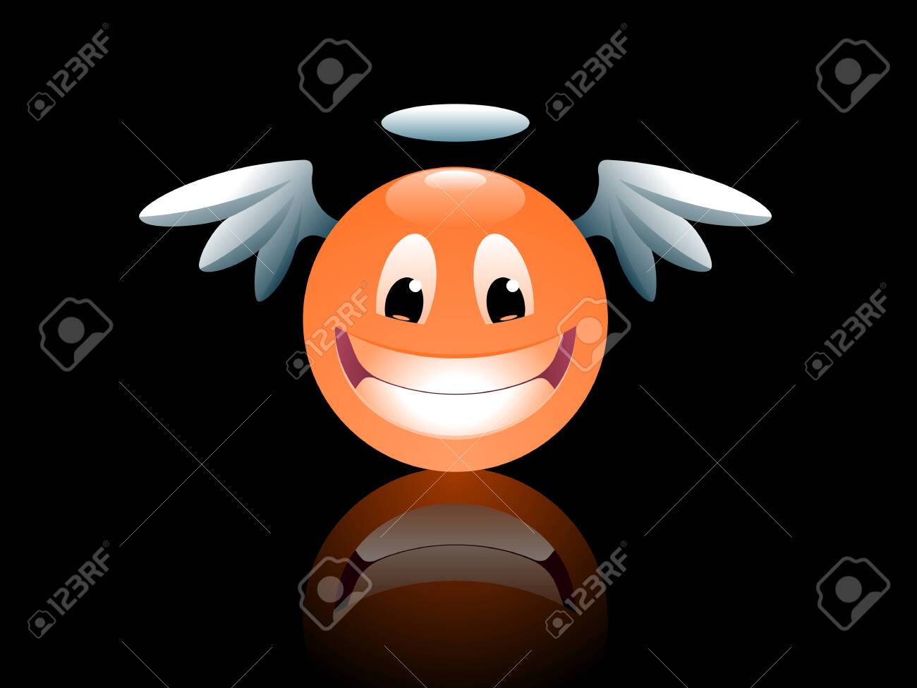 Smiley Angel. Funny cartoon smiley face looking like an angel. - 149916757 Smiley Angel. Funny cartoon smiley face looking like an angel. - 149916757