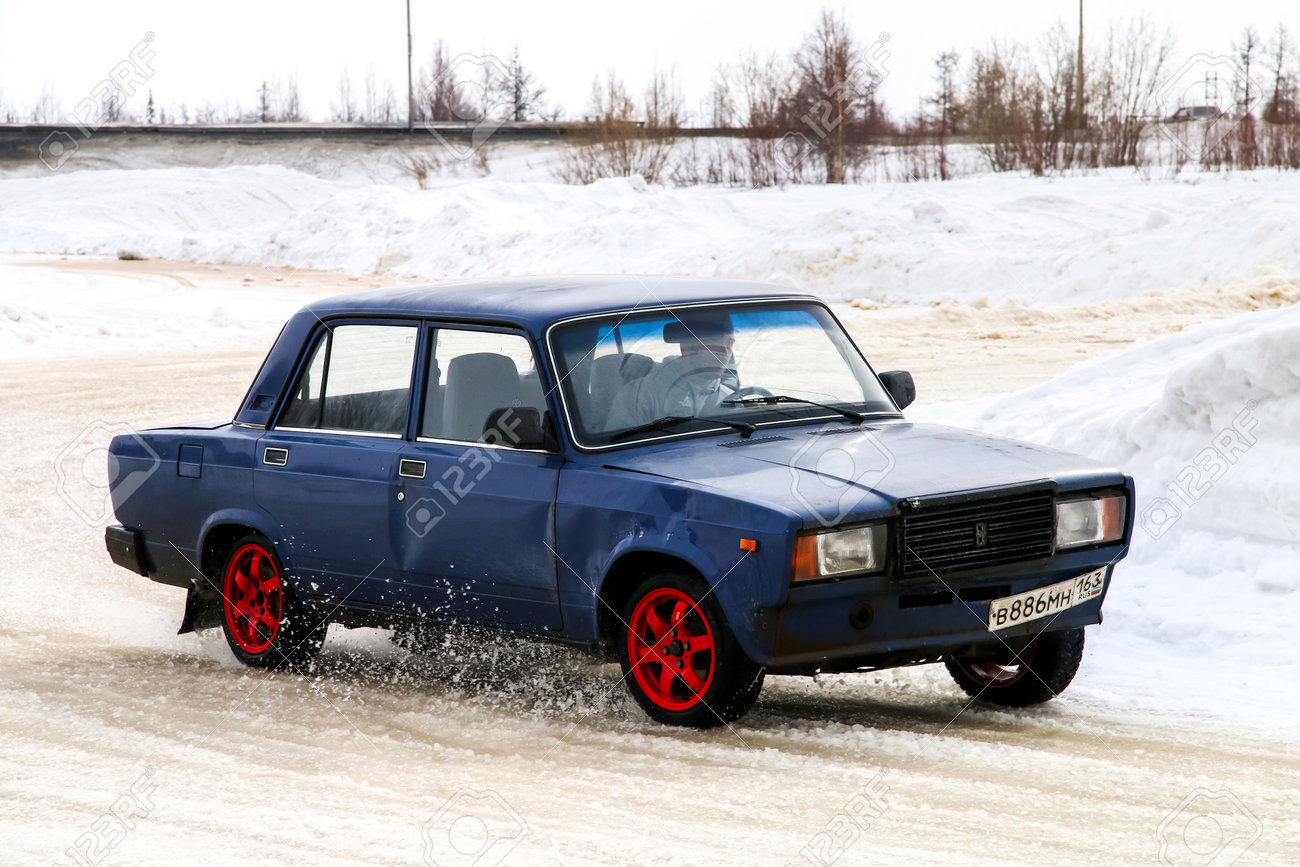 NOVYY URENGOY, RUSSIA - APRIL 10, 2016: Motor car Lada 2105 Zhiguli at