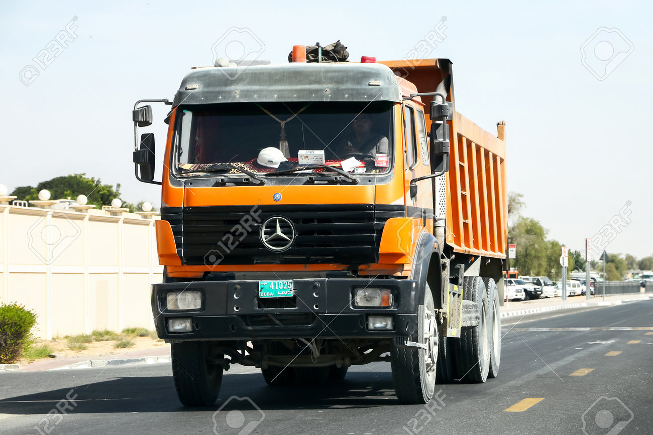 Dubai Uae November 15 2018 Dump Truck Mercedes Benz Sk At
