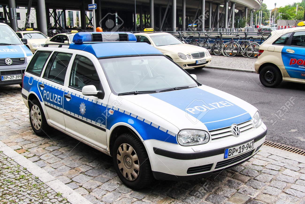 Berlin, Germany - September 12, 2013: Police Car Volkswagen Golf In The  City Street. Stock Photo, Picture and Royalty Free Image. Image 119471780.