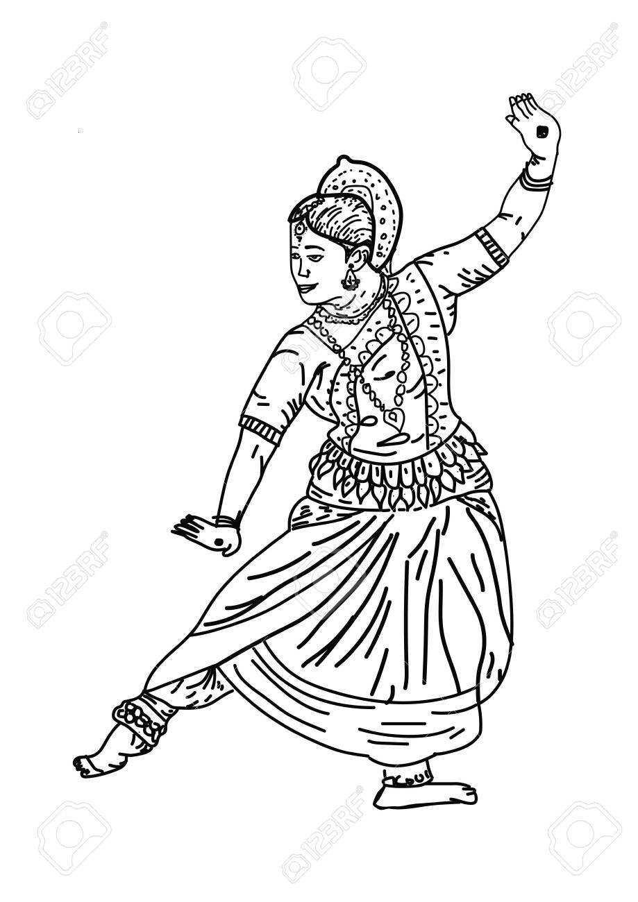 Indian Cultural Odessa Dance. Vector Illustration Royalty Free SVG,  Cliparts, Vectors, and Stock Illustration. Image 156592577., image size:919x1300