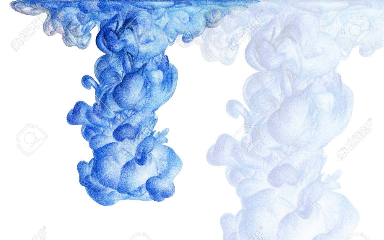 色鉛筆で手で描画されるインクの抽象的な雲のイラストです 水の中の水彩画 ホーリー 液体のインク 鉛筆画します デザインの要素です ポスター ウェブ デザイン 壁紙の背景 の写真素材 画像素材 Image