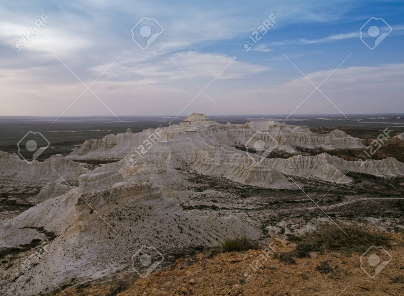 Chalk cliffs and ledges of the plateau Aktolagai. Plateau Aktolagai, Kazakhstan 2019.Expedition site Turister.ru. - 142655259 Chalk cliffs and ledges of the plateau Aktolagai. Plateau Aktolagai, Kazakhstan 2019.Expedition site Turister.ru. - 142655259