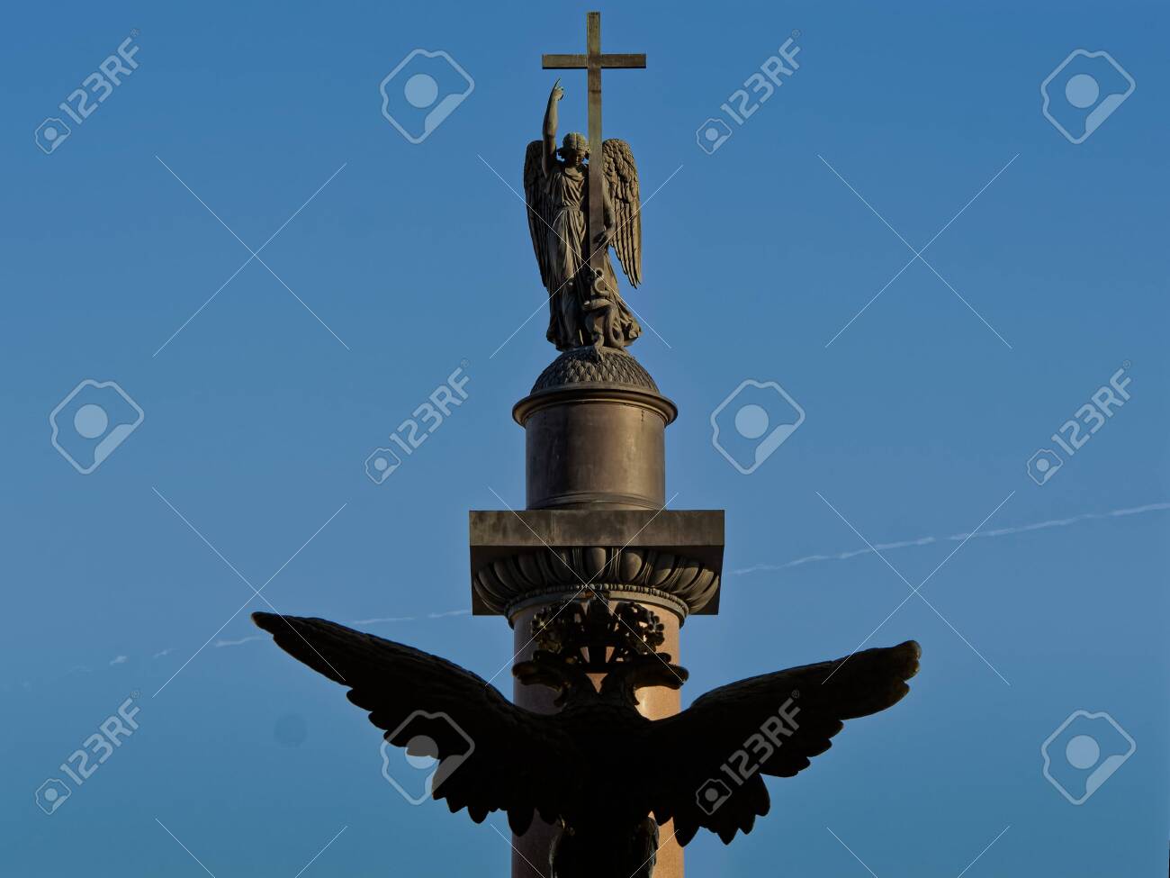 Two-headed crowned eagle and guardian angel of Saint Petersburg. - 142252675 Two-headed crowned eagle and guardian angel of Saint Petersburg. - 142252675