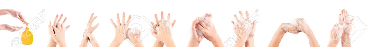 girl hand washing isolated on white background medical procedure step by step - 116377043 girl hand washing isolated on white background medical procedure step by step - 116377043