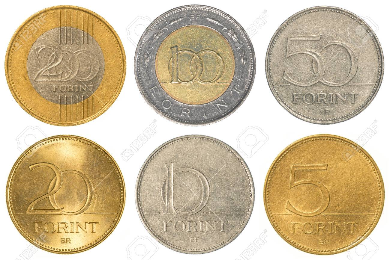 白い背景に分離されたハンガリー フォリント硬貨コレクション セット の写真素材 画像素材 Image