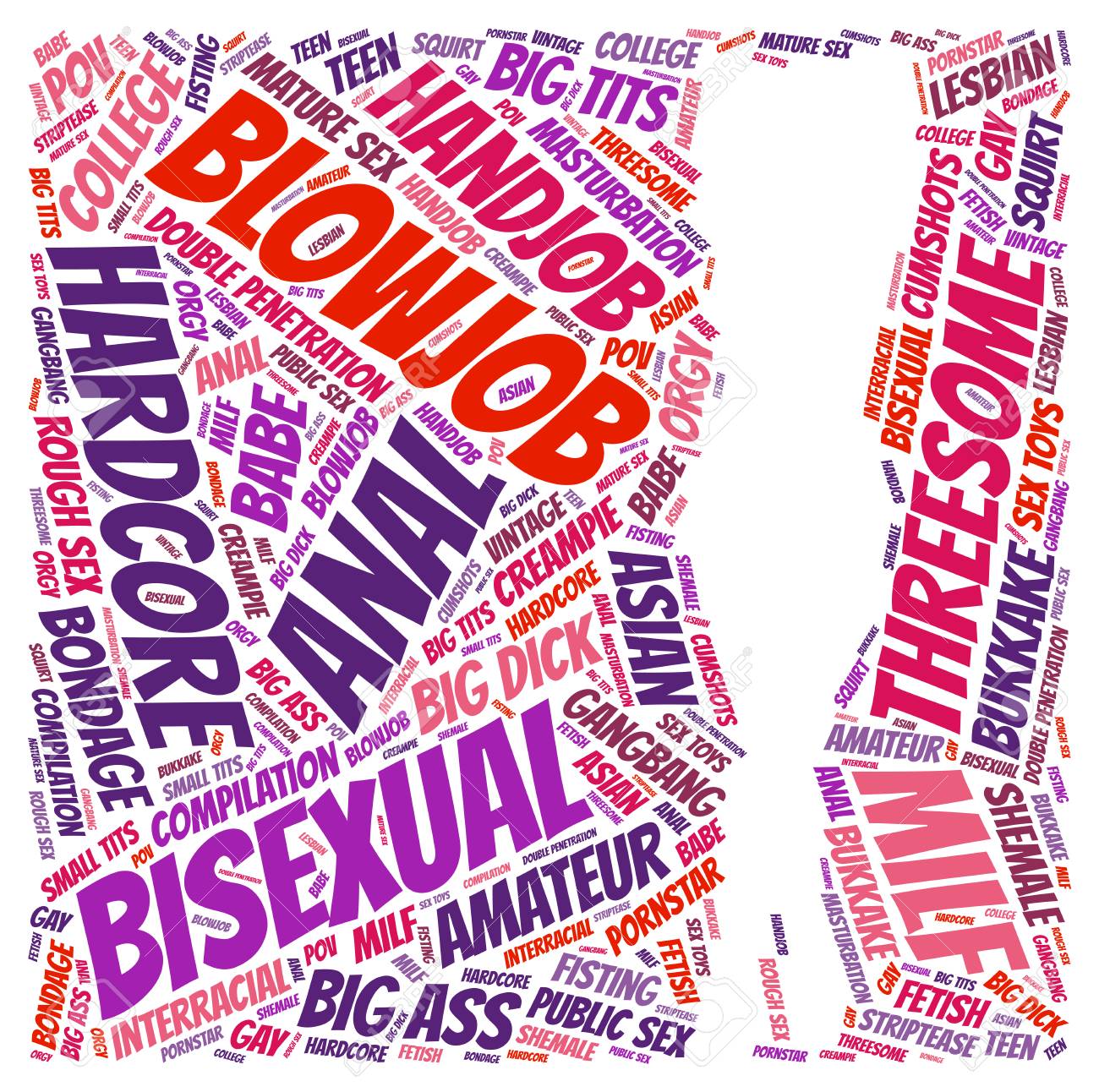 Nube Popular De La Palabra De Las Categorías De La Pornografía Aislada En  El Fondo Blanco Fotos, retratos, imágenes y fotografía de archivo libres de  derecho. Image 65338080