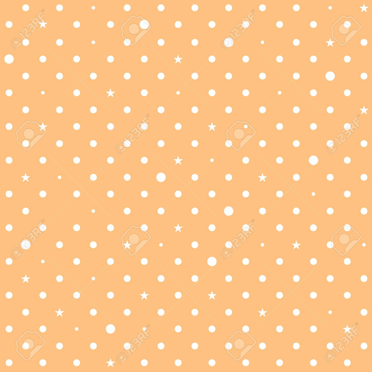 Orange Cream Star Polka Dots Background Vector Ilration Royalty