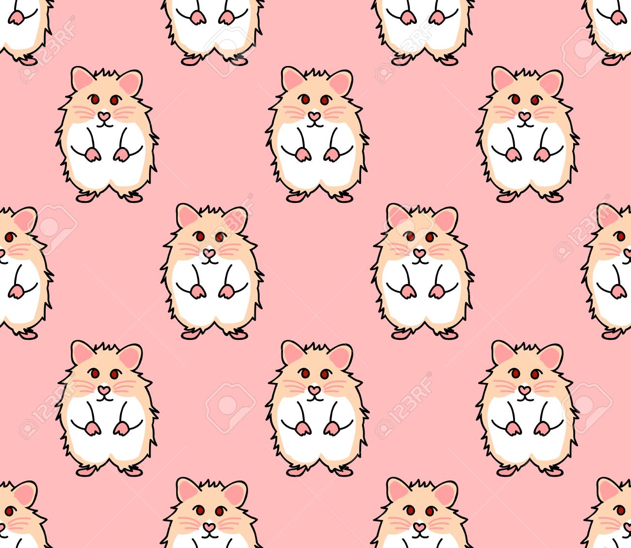 ピンクの背景にかわいい赤い目ハムスター ベクトルイラストレーション のイラスト素材 ベクタ Image