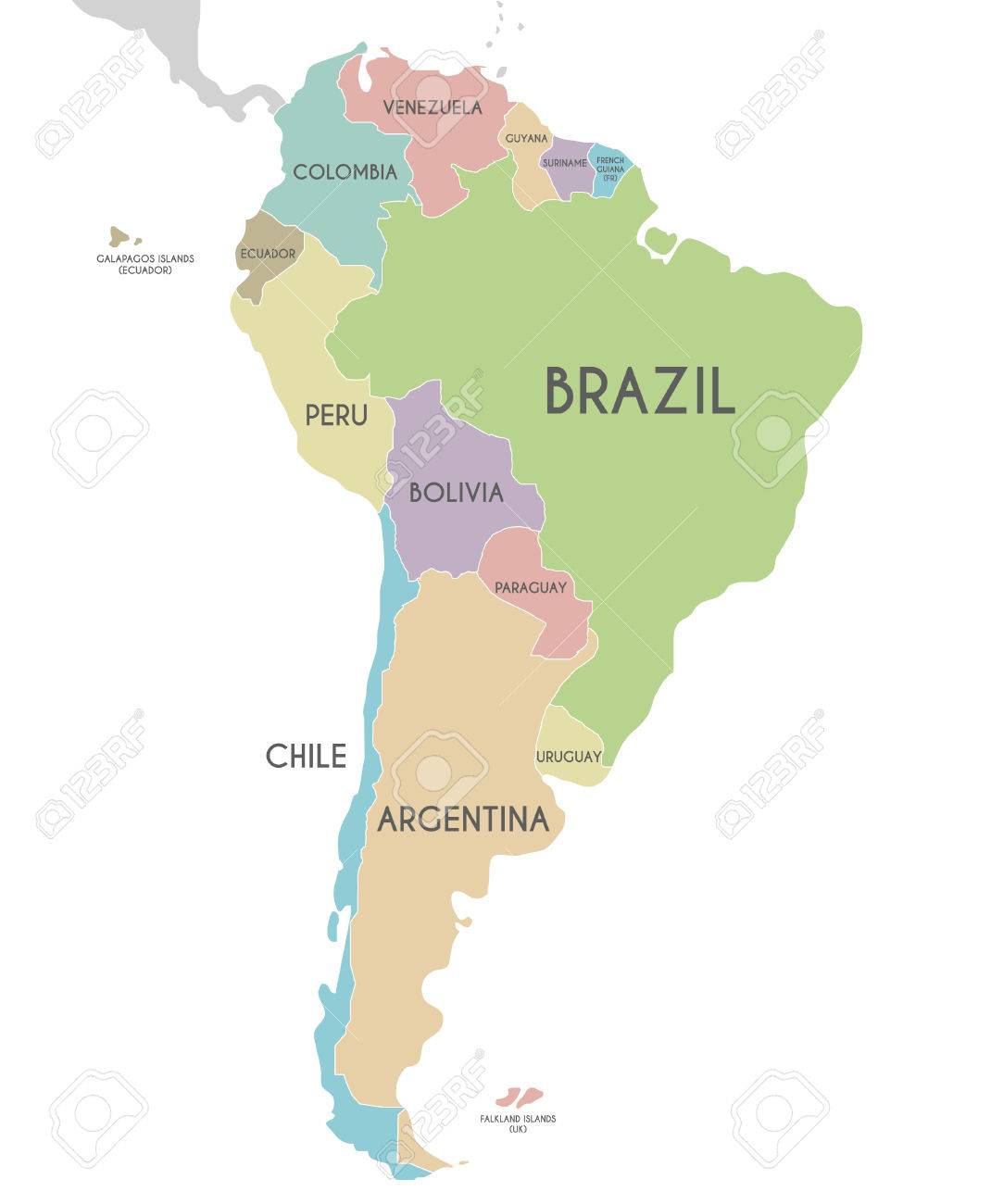 South America Map Labelled Political South America Map Vector Illustration Isolated On White  Background. Editable And Clearly Labeled Layers. Royalty Free Svg,  Cliparts, Vectors, And Stock Illustration. Image 77770507.