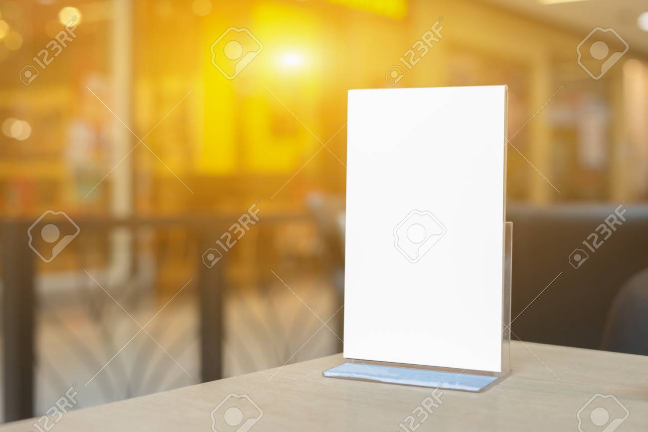 mock up menu frame on table in bar restaurant stand for booklets restaurant order booklets