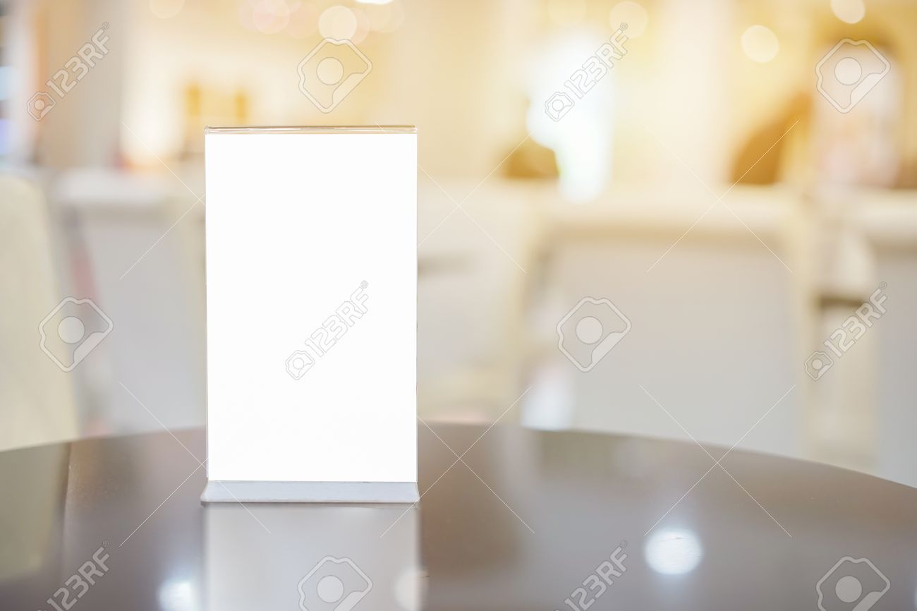 mock up menu frame on table in bar restaurant stand for booklets restaurant order booklets