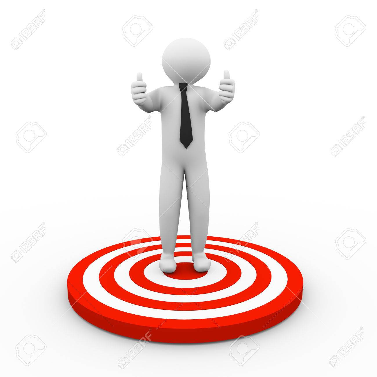 3d Illustration Of Man Showing Both Thumb Up Standing On Target. Concept  Success And Goal Achievement. 3d Human Person Character And White People.  Stock Photo, Picture and Royalty Free Image. Image 50760230., image size:1300x1300