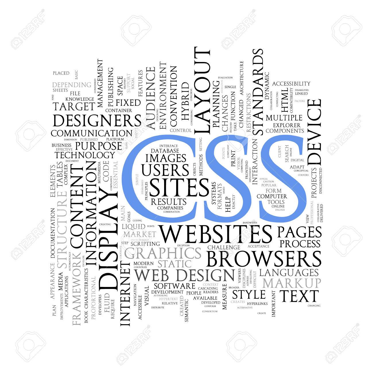 illustration of word tags wordcloud of css cascading style stock word style sheets