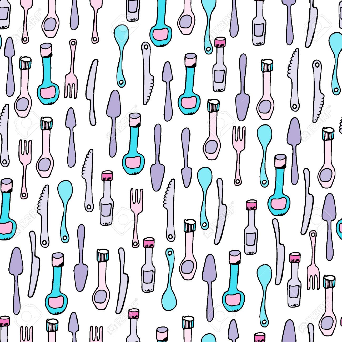 Kitchen Utensils And Cooking Tools Seamless Pattern Endless Royalty Free Cliparts Vectors And Stock Illustration Image 119907319