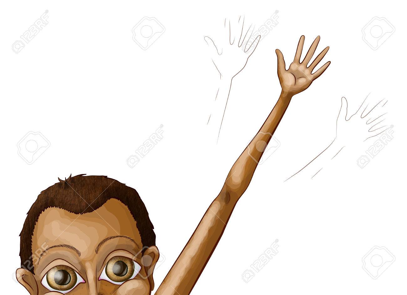 大きな目と長い腕を振ってアート ボードの下でピークを持つ若い男の子の手描きイラスト のイラスト素材 ベクタ Image 大きな目と長い腕を振ってアート ボードの下でピークを持つ若い男の子の手描きイラスト のイラスト素材 ベクタ Image