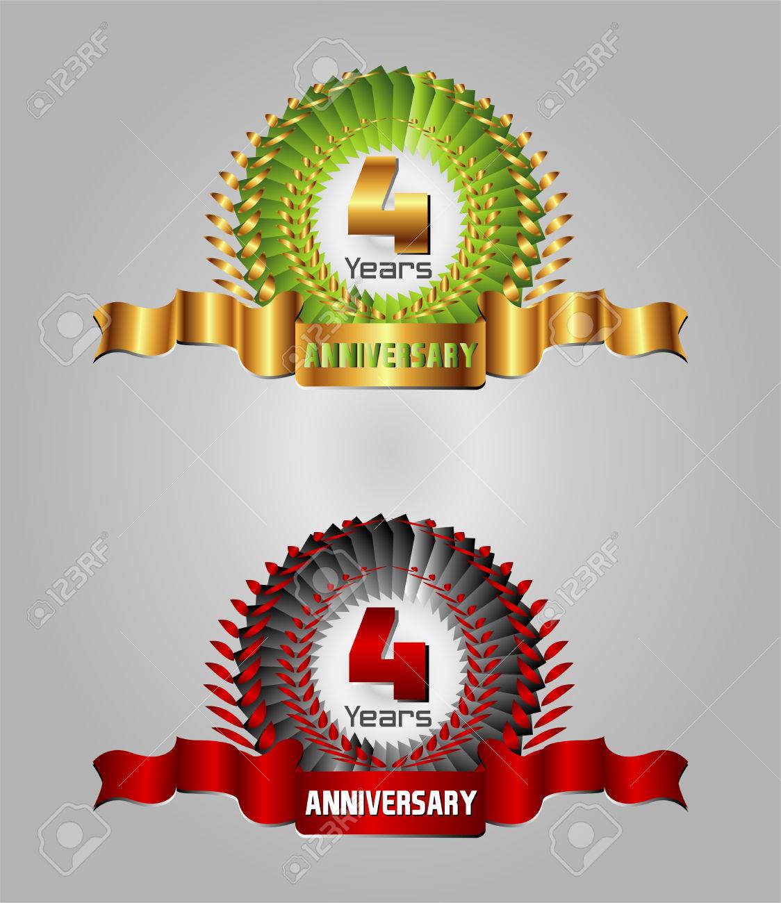 Vettoriale Festa Di Compleanno 4 Anni 4 Set Anniversario Image