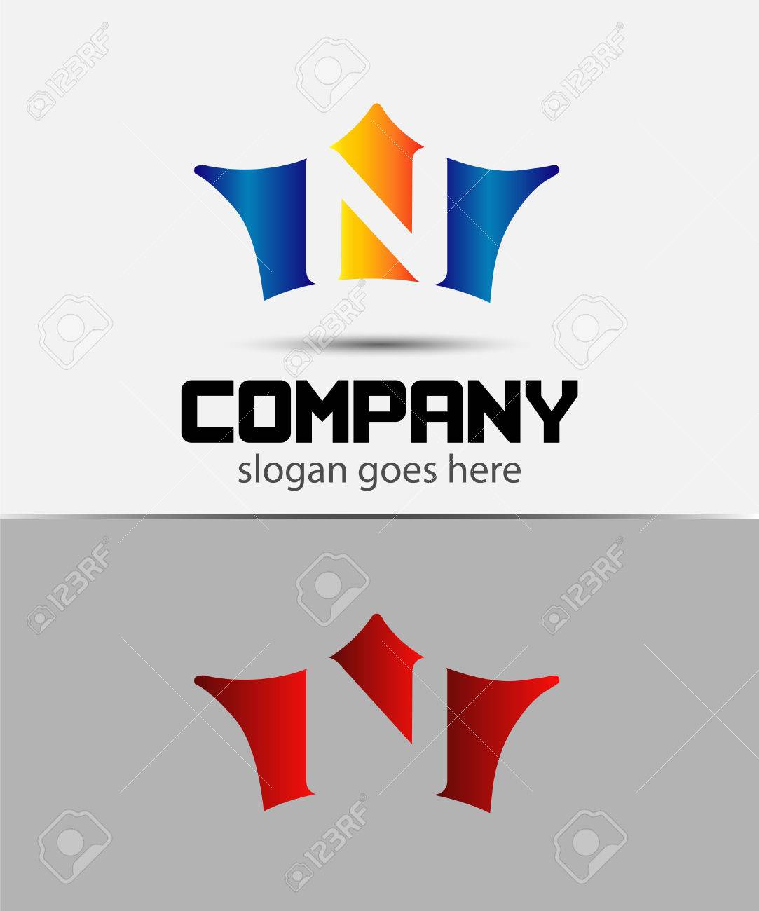 sign the letter n branding identity crown logo design template