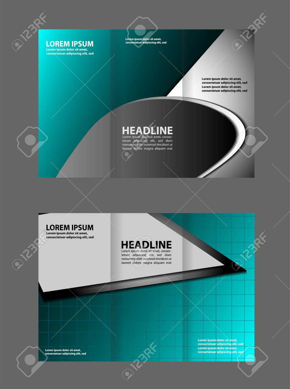 dark and blue style tri fold brochure design corporate leaflet
