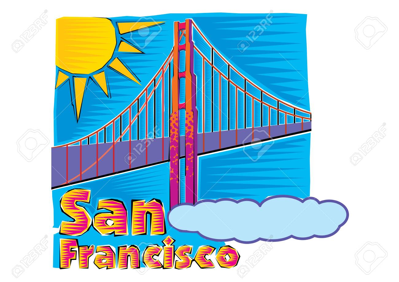 Clip Art Of Golden Gate Bridge In San Francisco Clipart Royalty Free Cliparts Vectors And Stock Illustration Image
