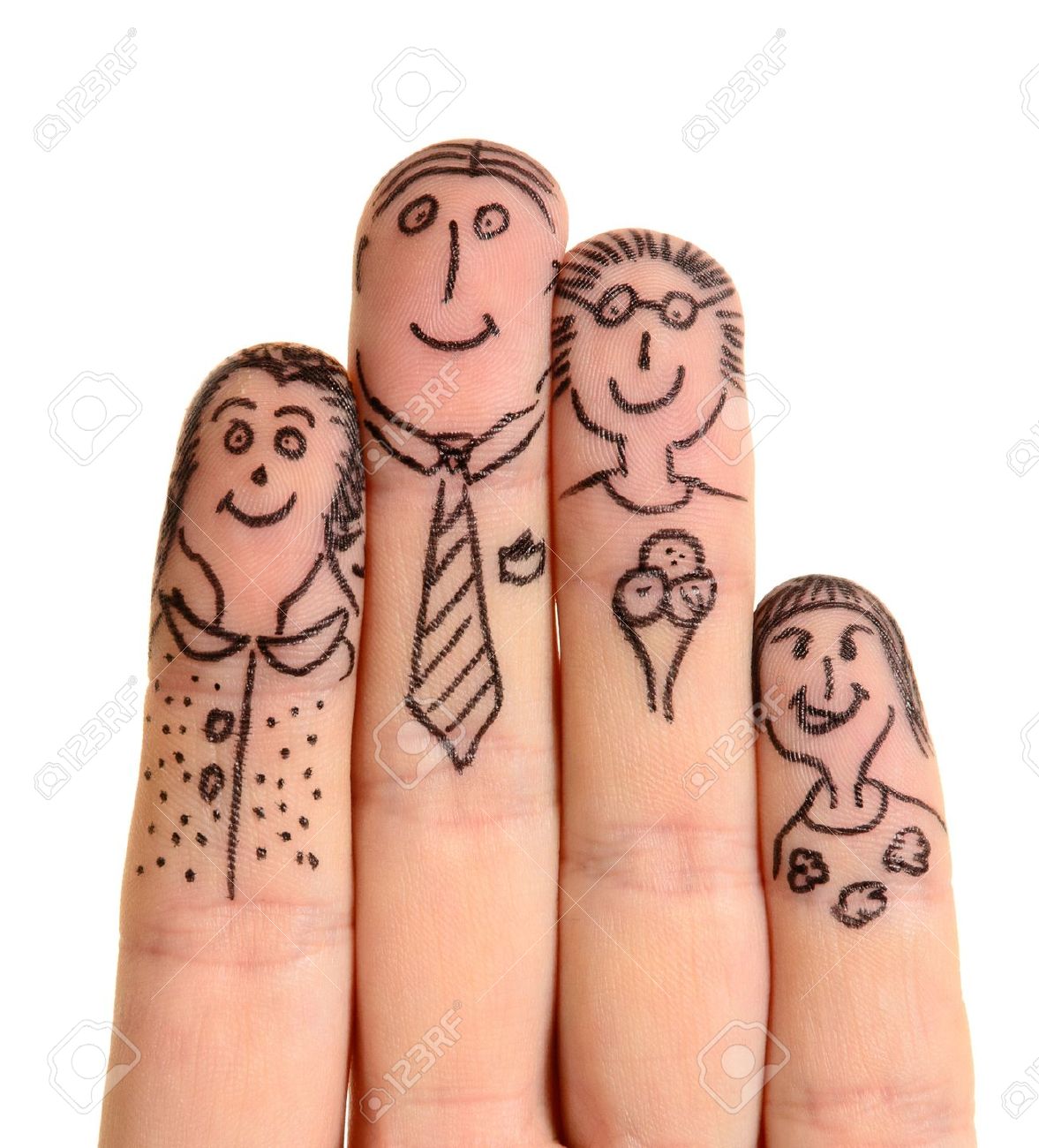 fingers family isolated on white background stock photo picture and