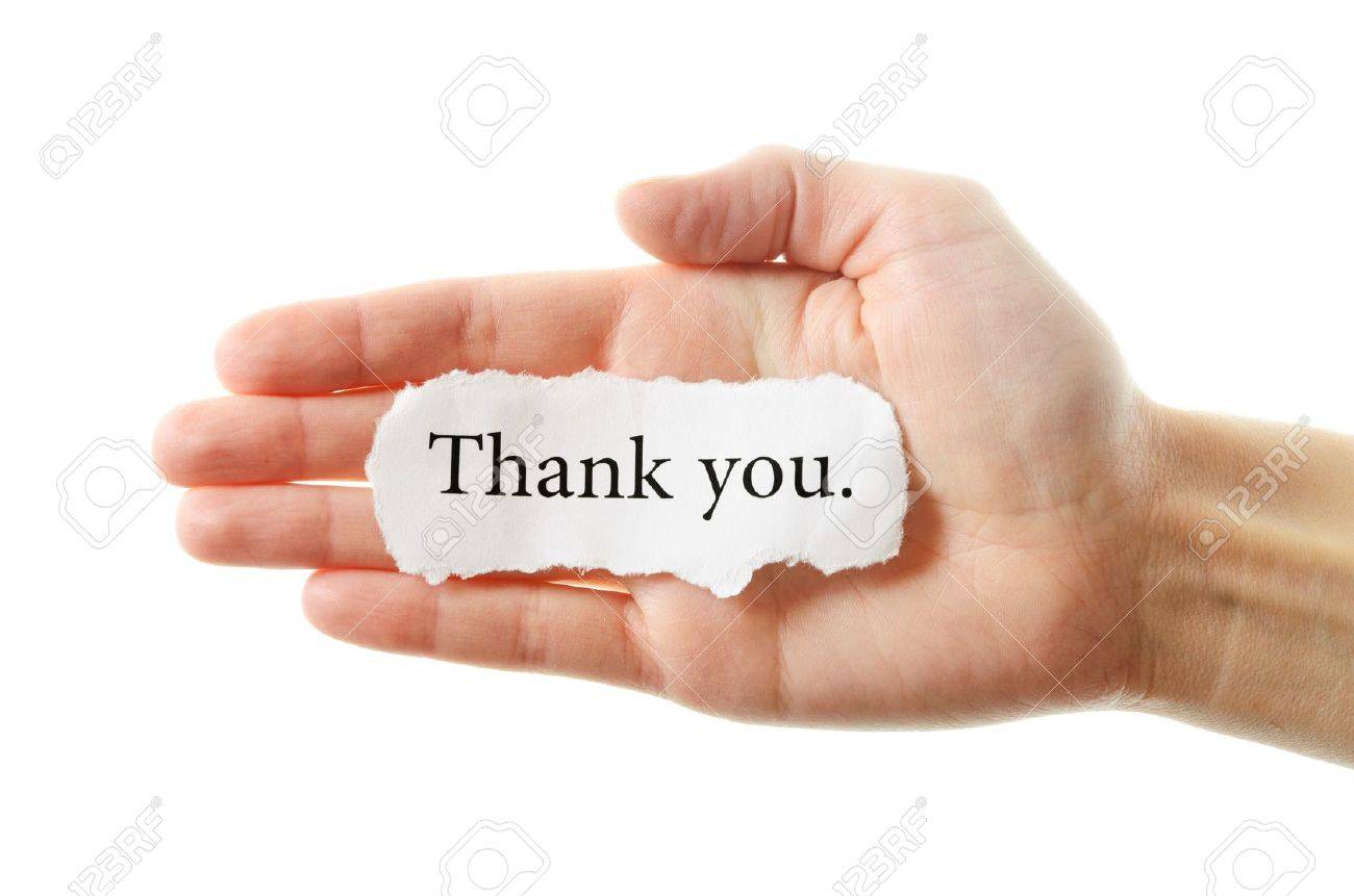 Thank you or thanks concept with hand word and paper Isolated on white background - 12704536 Thank you or thanks concept with hand word and paper Isolated on white background - 12704536