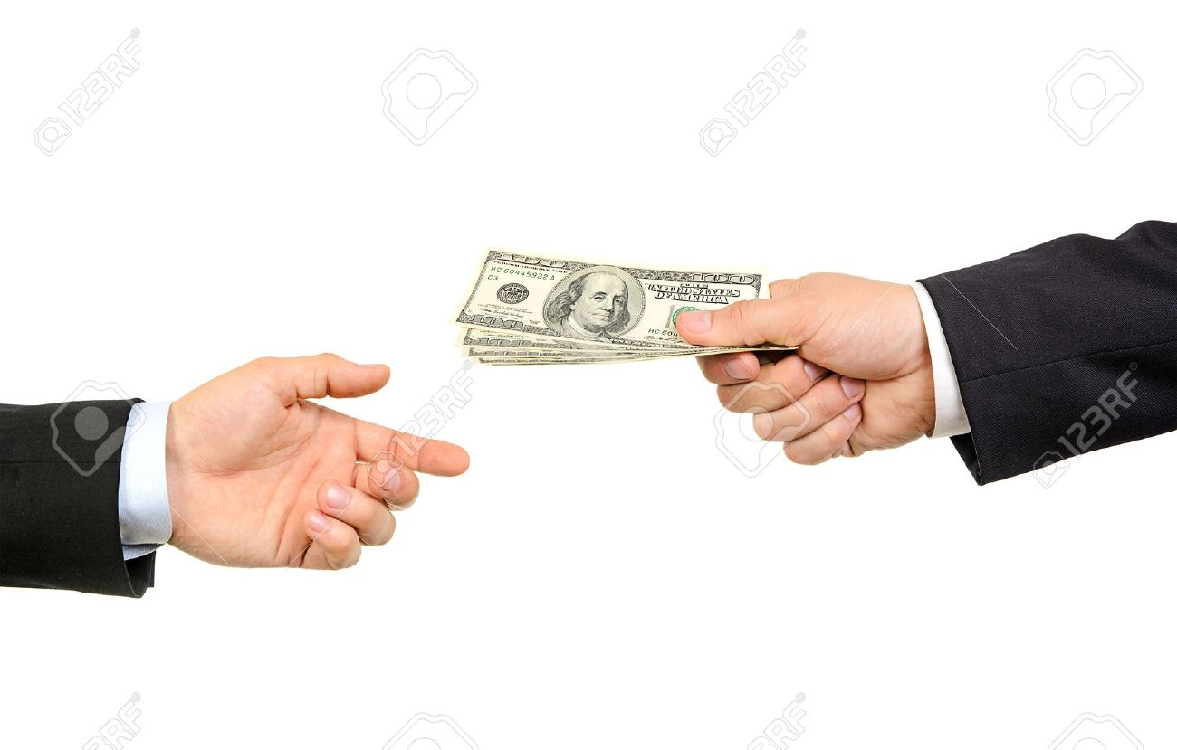 Hand handing over money to another hand isolated on white background - 13944942 Hand handing over money to another hand isolated on white background - 13944942
